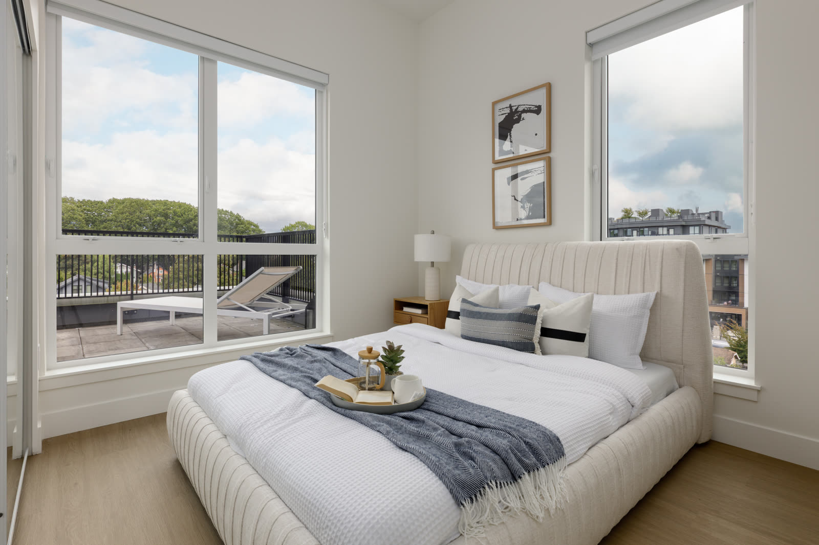 Bright bedroom with balcony access
